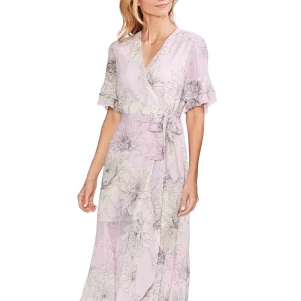 Vince Camuto Floral Wrap Dress Ethereal Dawn Lilac 8